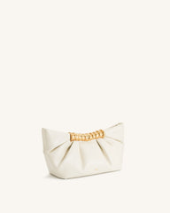 Leia Pleated Clutch - White