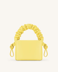 Rylee Pleated Drawstring Top Handle Bag - Light Yellow