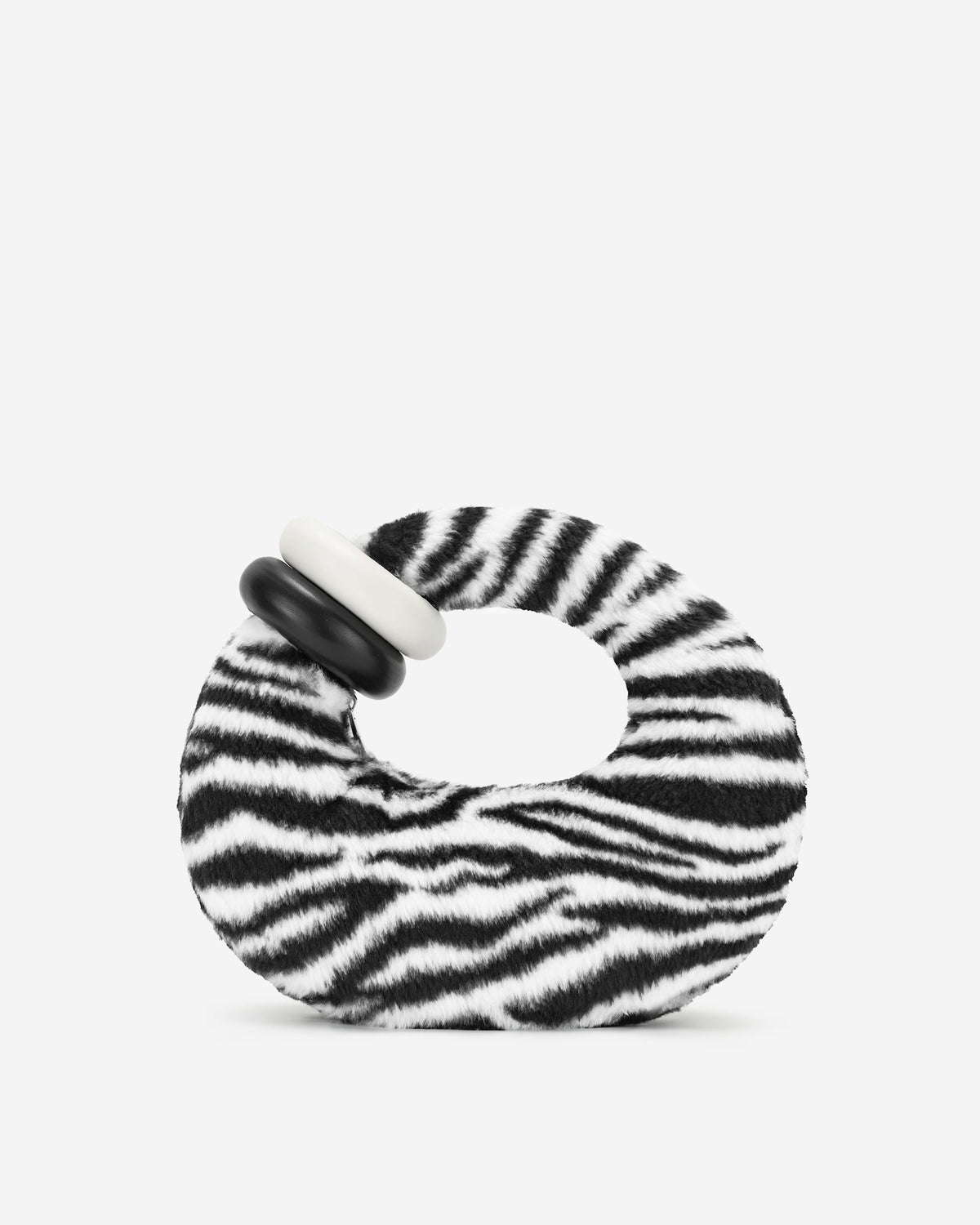 Abacus Zebra Print Faux Fur Top Handle Bag - Black & White
