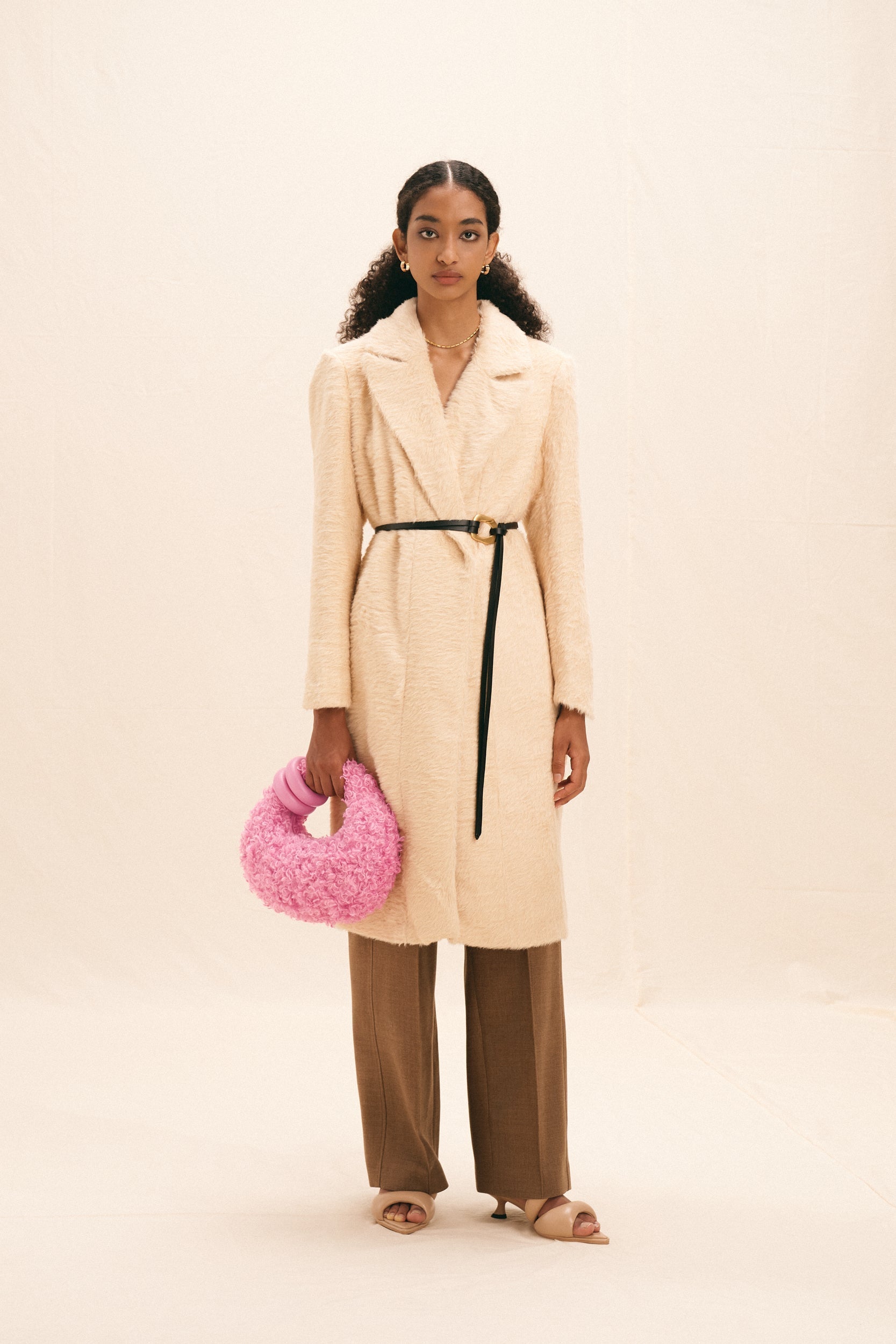 Abacus Faux Fur Top Handle Bag - Pink