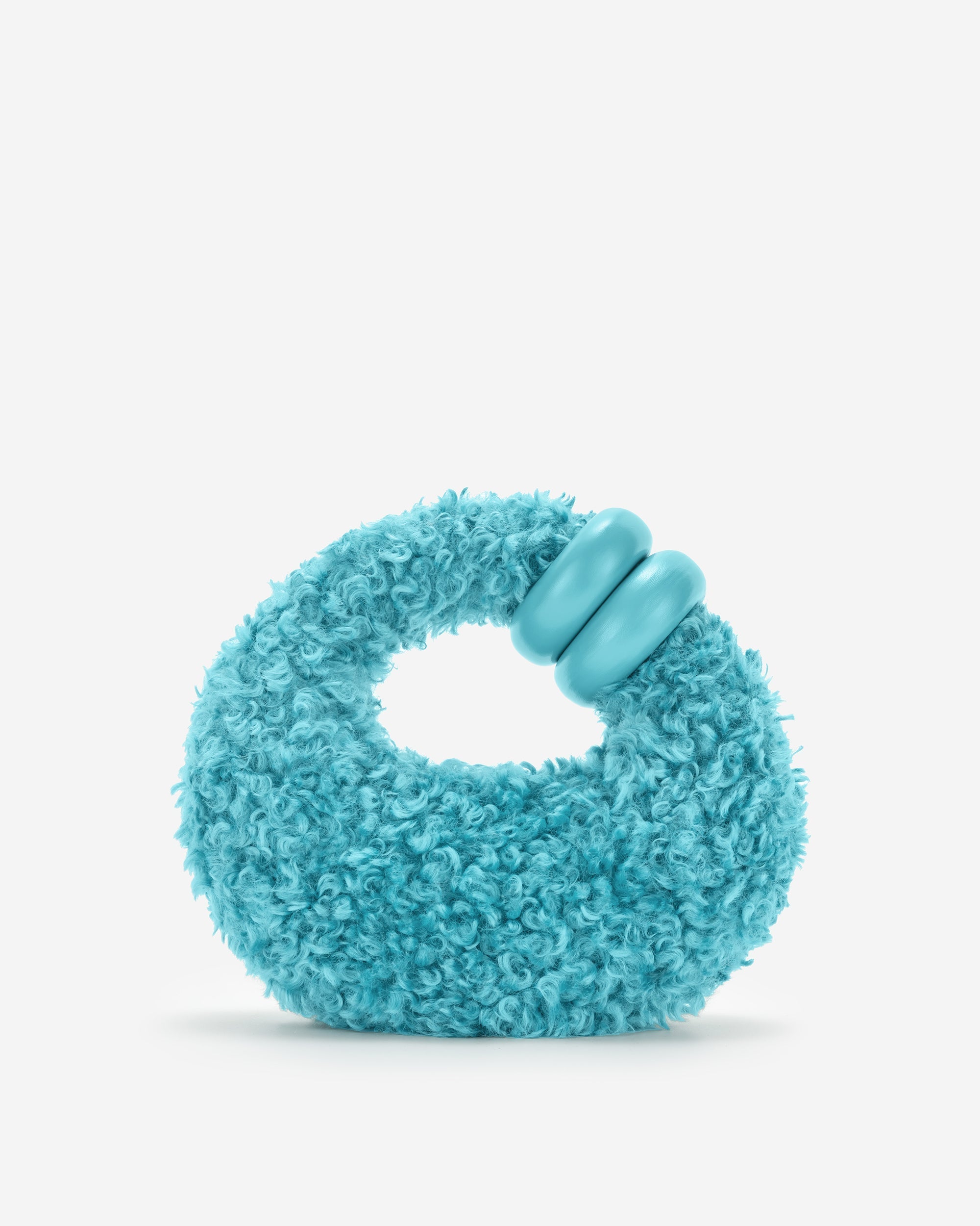 Abacus Faux Fur Top Handle Bag - Lake Blue