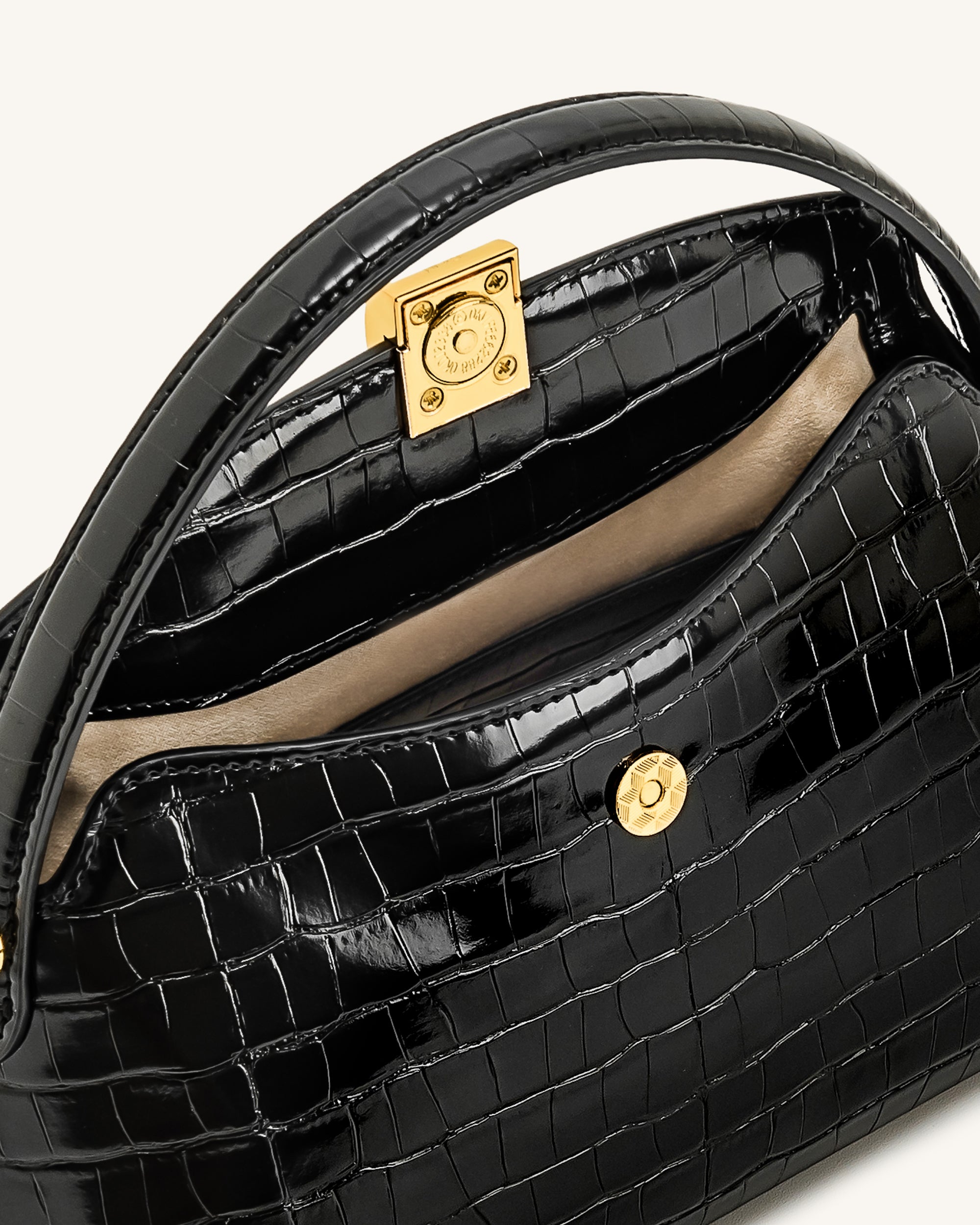 Talia Top Handle Bag - Black Croc