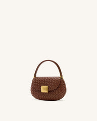 Zuri Hand Woven Round Top Handle Bag - Brown