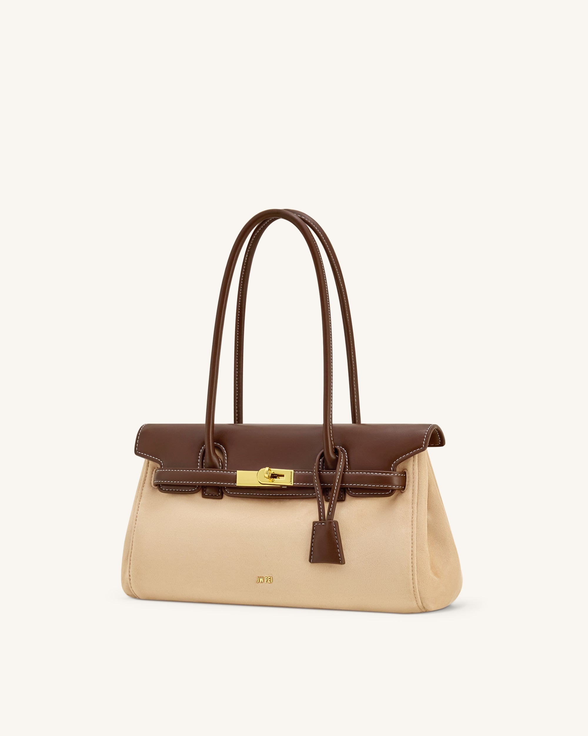 Yara Faux Suede Shoulder Bag - Dark Brown