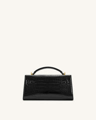 Noor Top Handle Bag - Black Croc