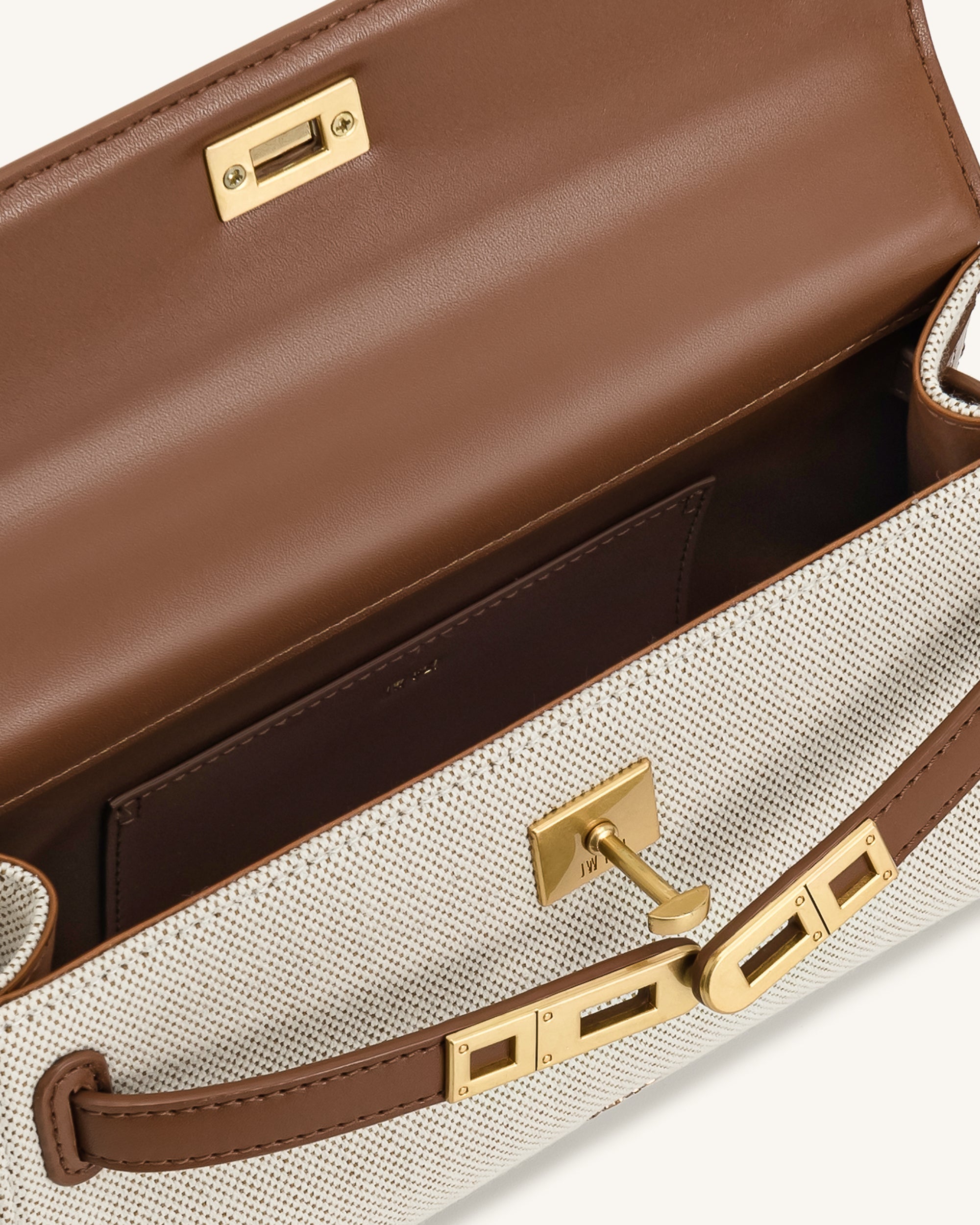 Noor Top Handle Bag - Brown Canvas