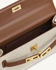 Noor Top Handle Bag - Brown Canvas