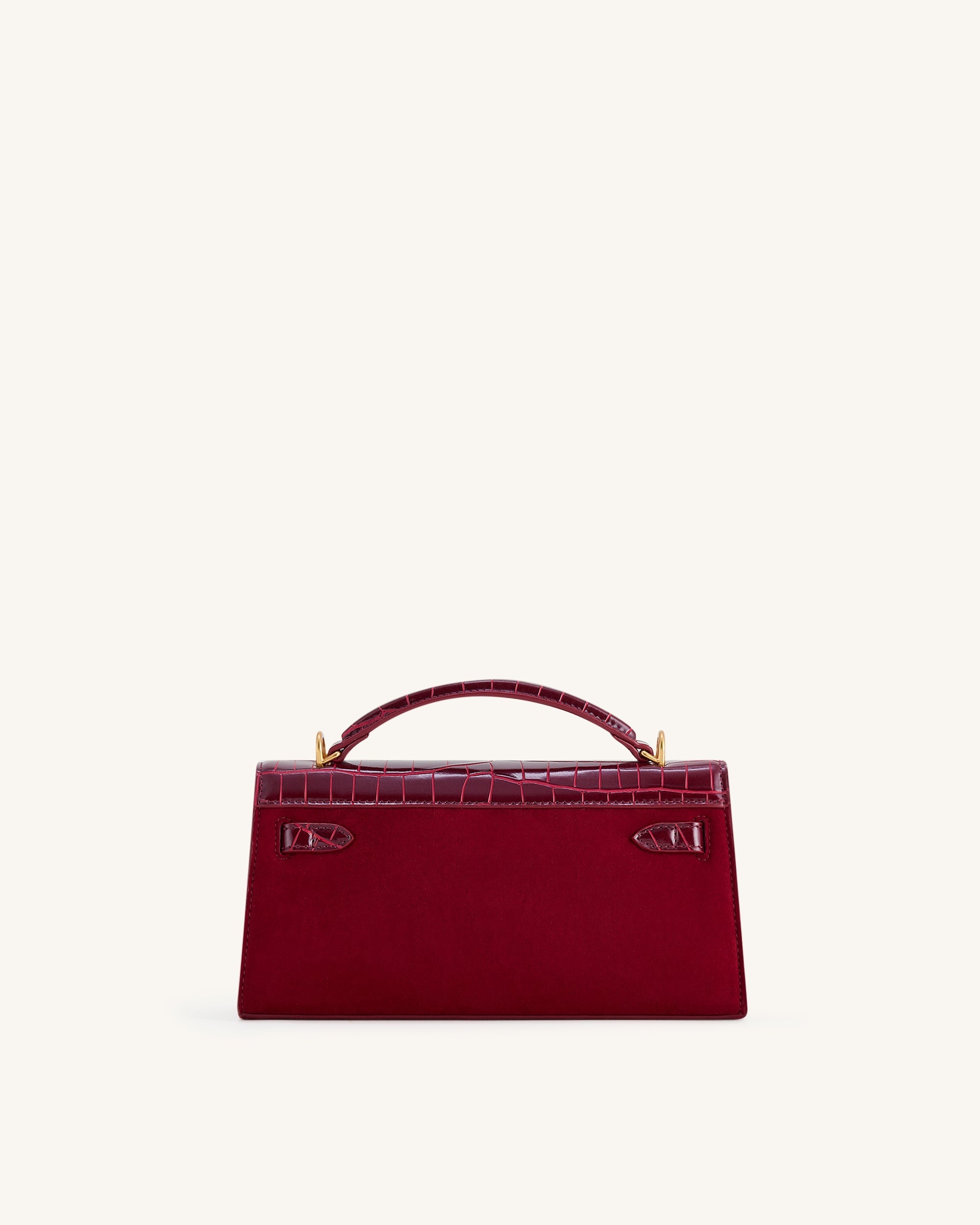Noor Faux Suede Top Handle Bag - Red