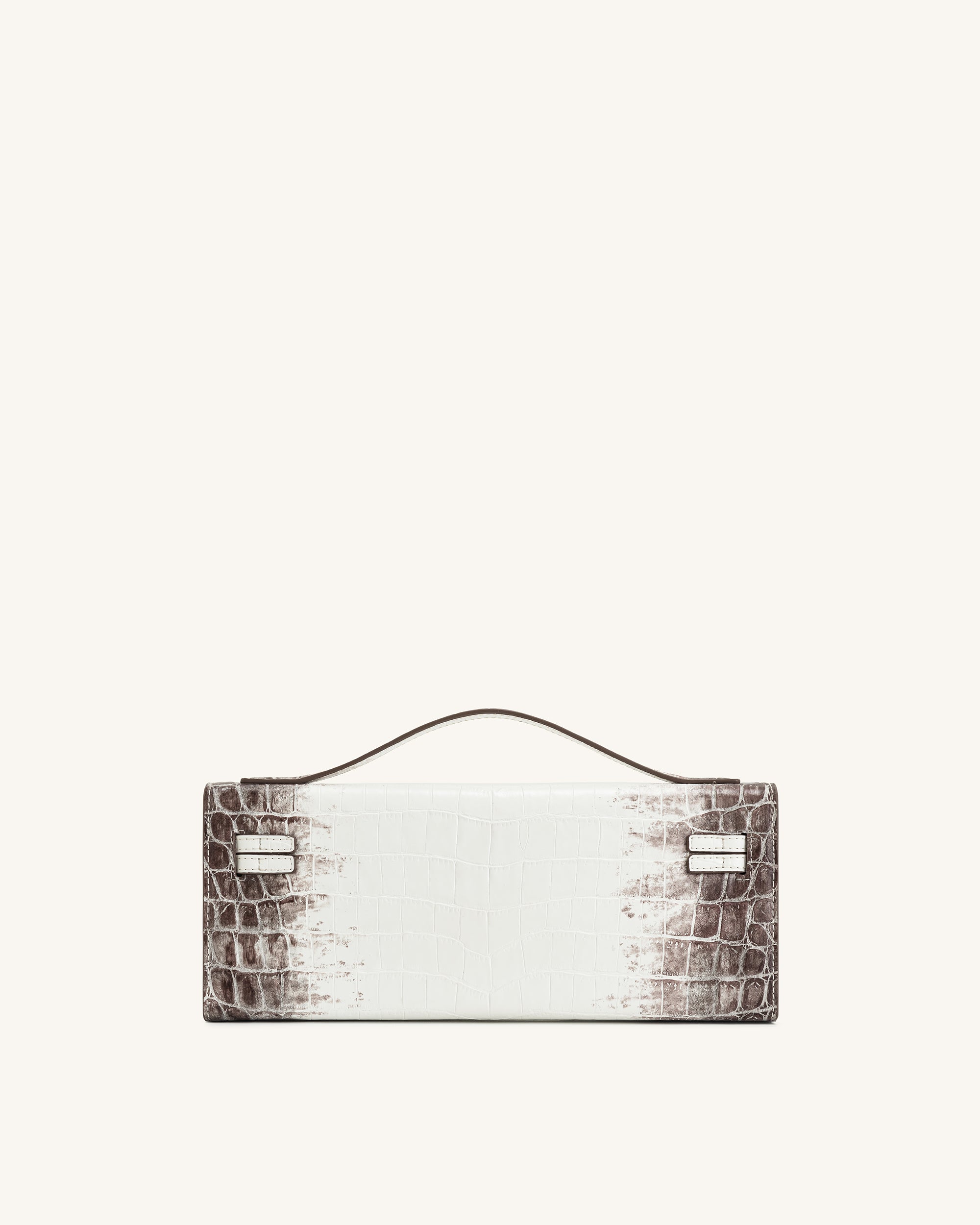 Bria Structured Top Handle Bag - White Croc