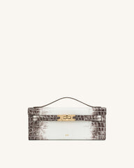 Bria Structured Top Handle Bag - White Croc