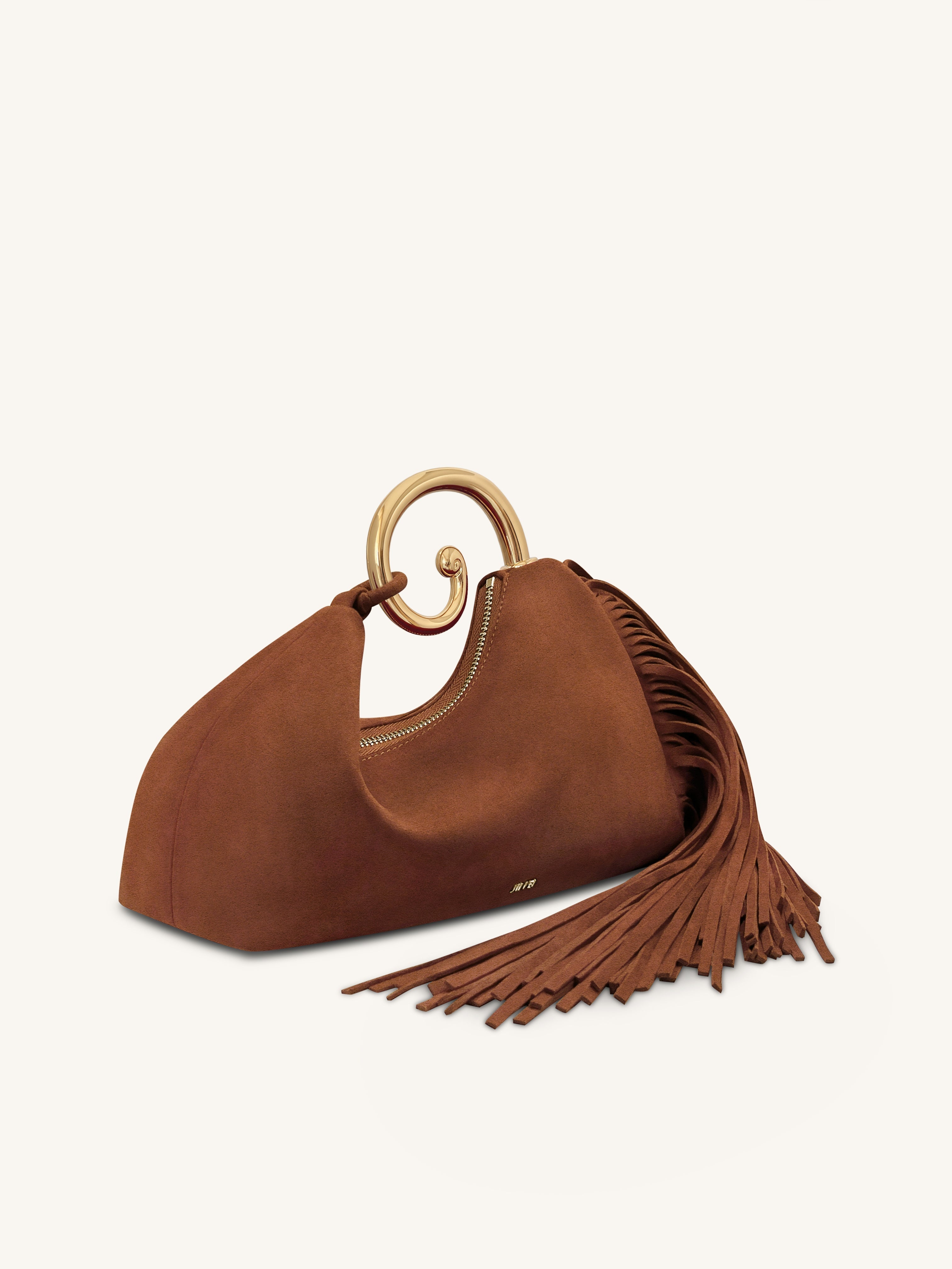 Nell Fringe Hardware Top Handle Bag - Mocha Brown