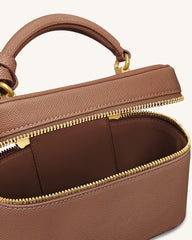 Cleo Box Shape Top Handle Bag - Brown