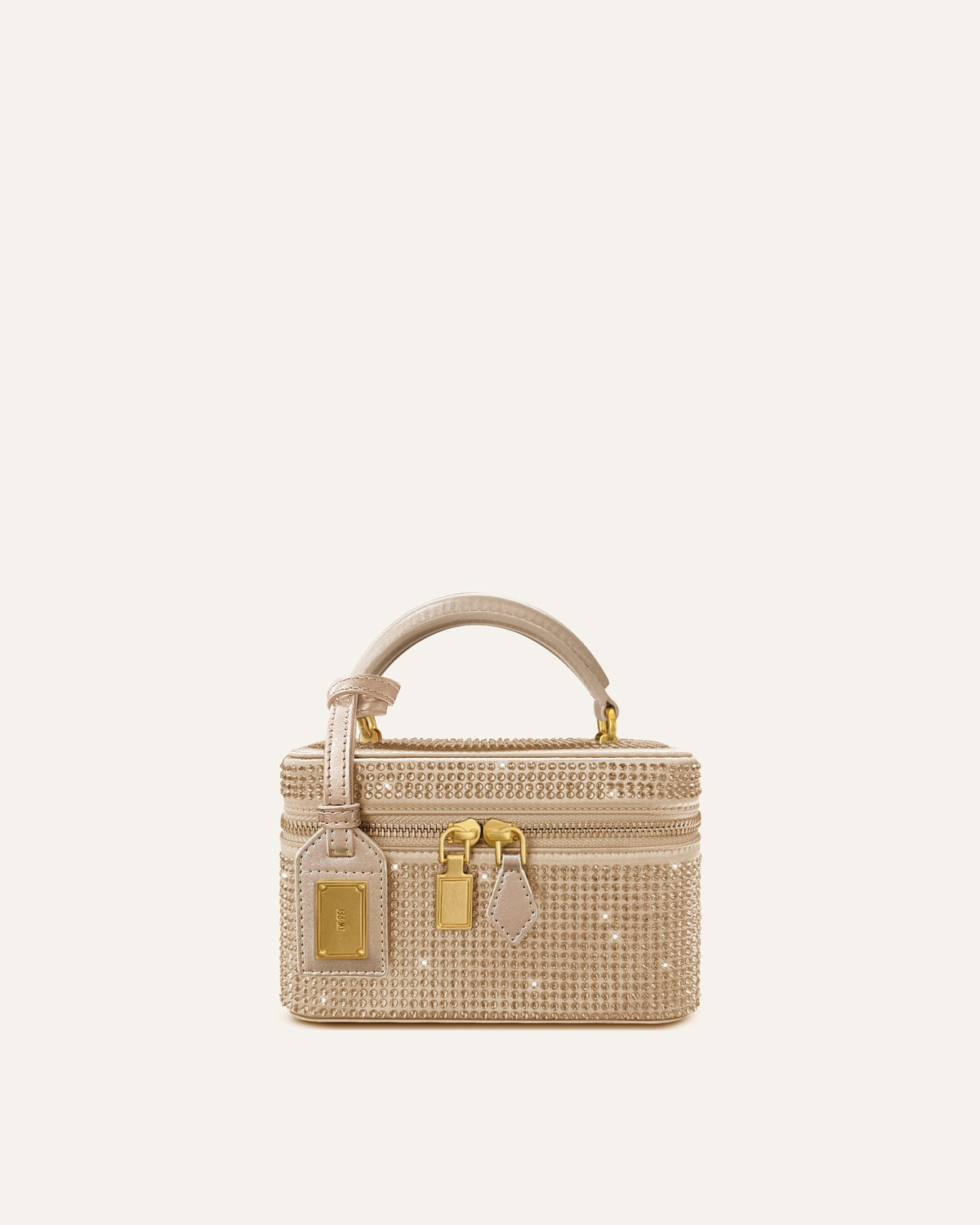 Cleo Artificial Crystal Box Shape Top Handle Bag - Champagne