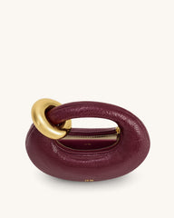 Abacus Faux Snake-Effect Mini Top Handle Bag - Burgundy