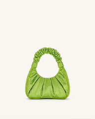 Gabbi Artificial Crystal Medium Ruched Hobo Handbag - Green