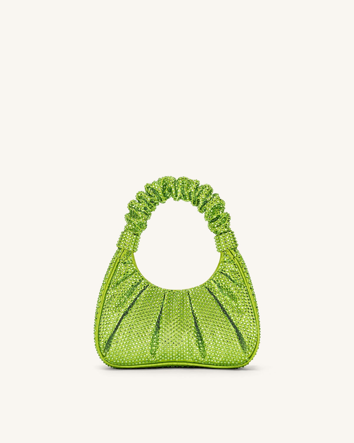 Gabbi Artificial Crystal Medium Ruched Hobo Handbag - Green