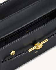 Lena Metal Rope Knot Top Handle Bag - Black