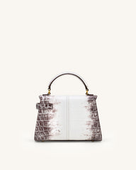 Elise Top Handle Bag - White Croc