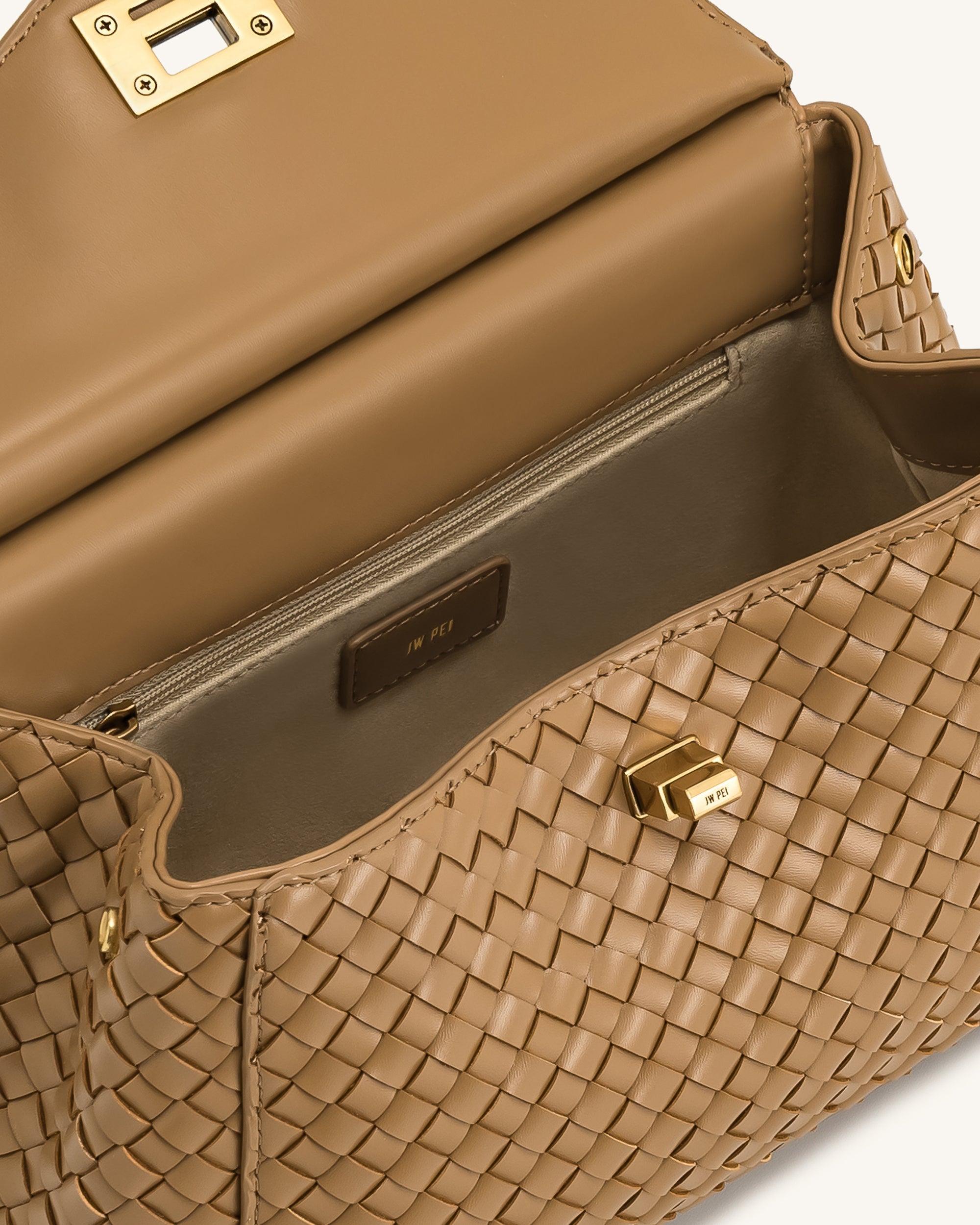 Lucia Classic Top Handle Woven Bag - Brown
