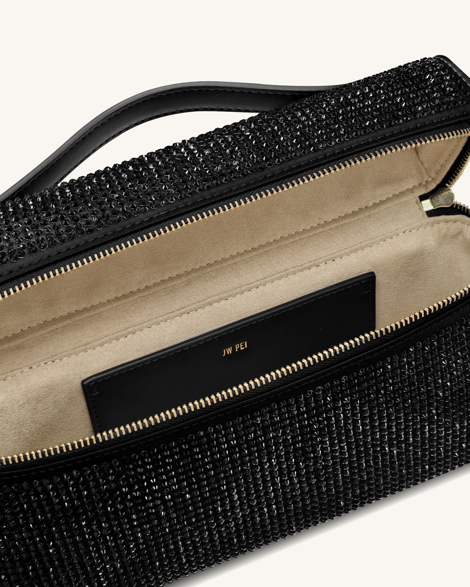 Thea Artificial Crystal Top Handle Bag - Black