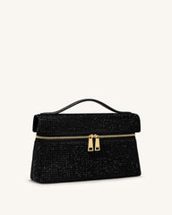 Thea Artificial Crystal Top Handle Bag - Black