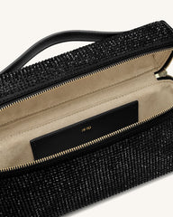 Thea Artificial Crystal Top Handle Bag - Black