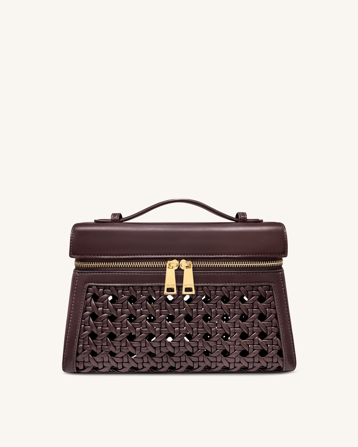 Thea Large Woven Top Handle Bag - Dark Red
