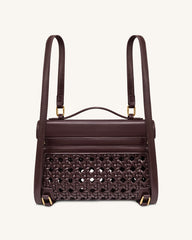 Thea Large Woven Top Handle Bag - Dark Red