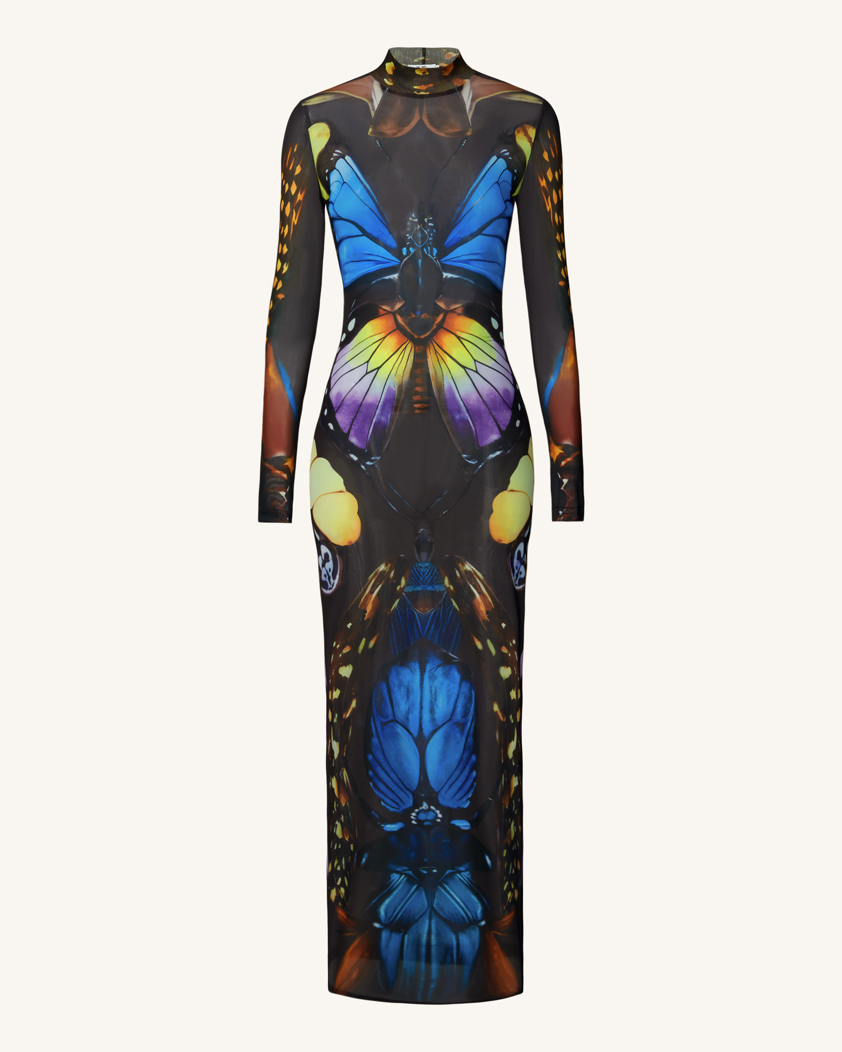 Butterfly Mesh Maxi Dress - Multicolor
