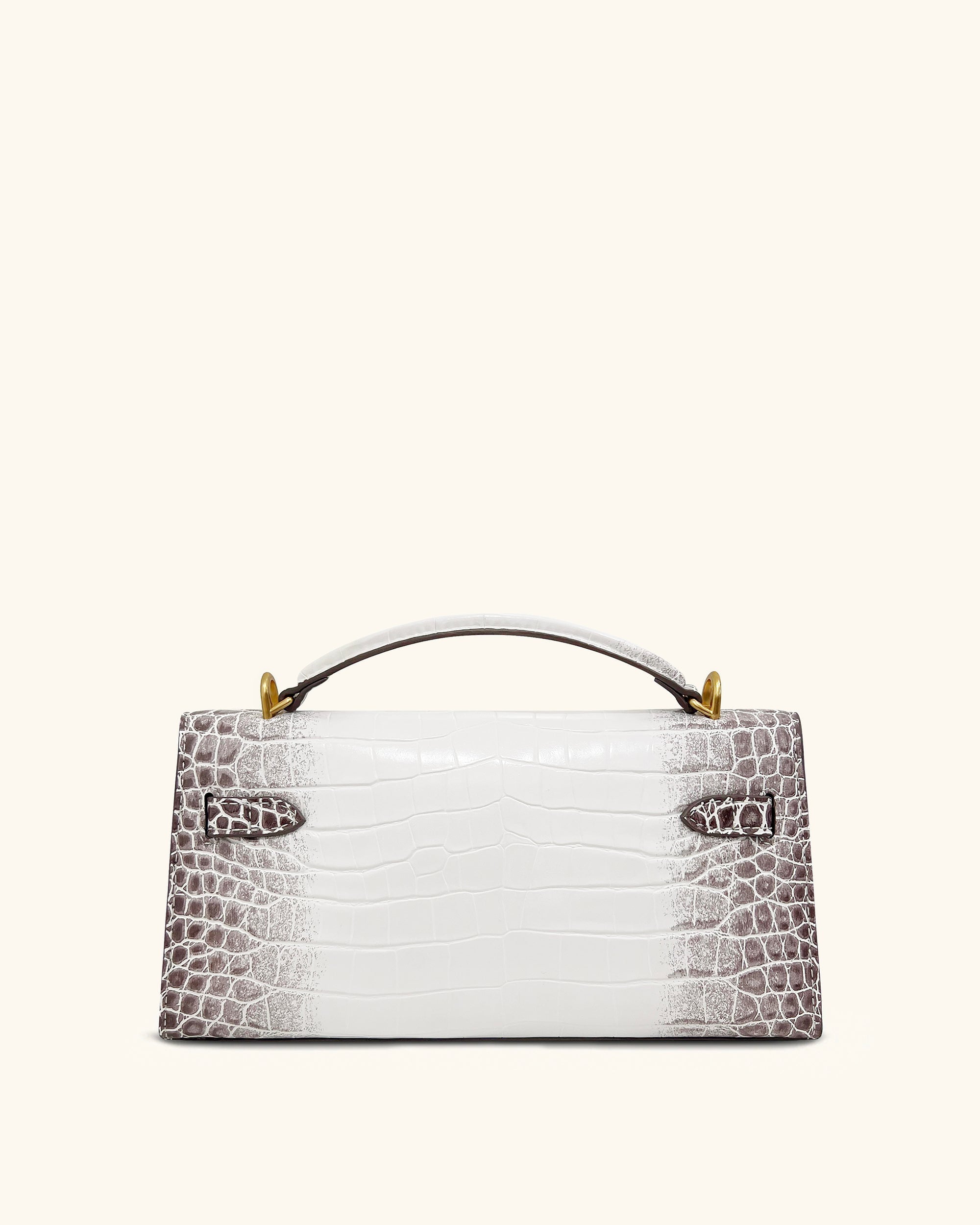 Noor Top Handle Bag - White Croc