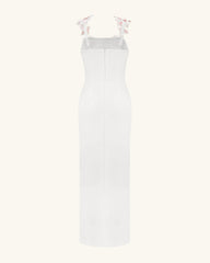 Flower Embroidered Dress - White/Pink