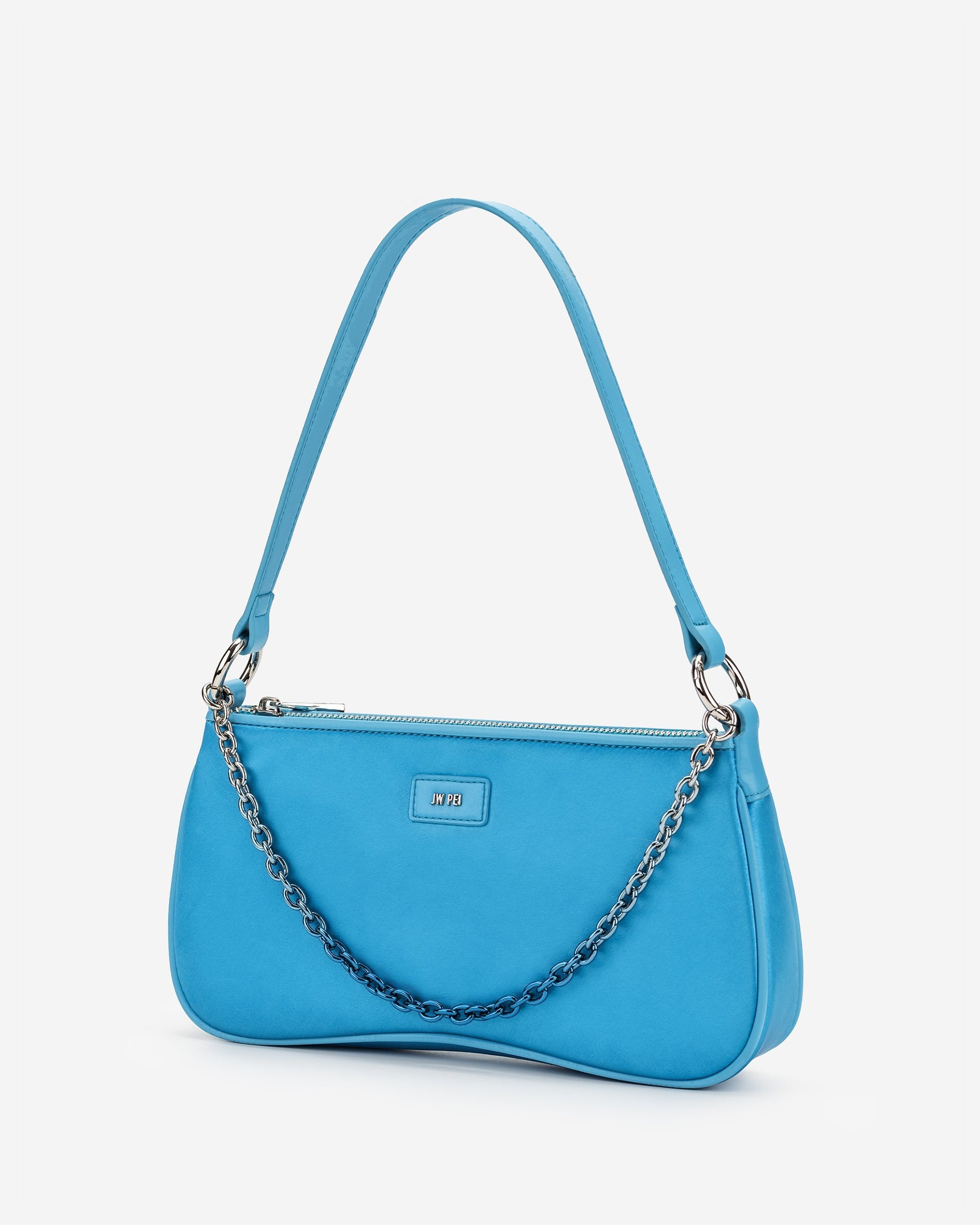 Eva Satin Gradient Chain Shoulder Bag - Lake Blue