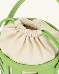 FEI Leather Cutout Bucket Bag -  Lime Green