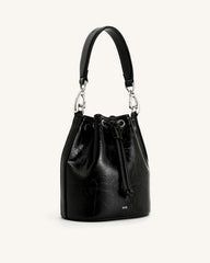 Yulia Crushed Bucket Bag - Black