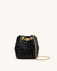 Yara Hand-Woven Bucket Bag - Black