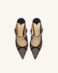 Scarlett Crystal Strap Sandals - Black