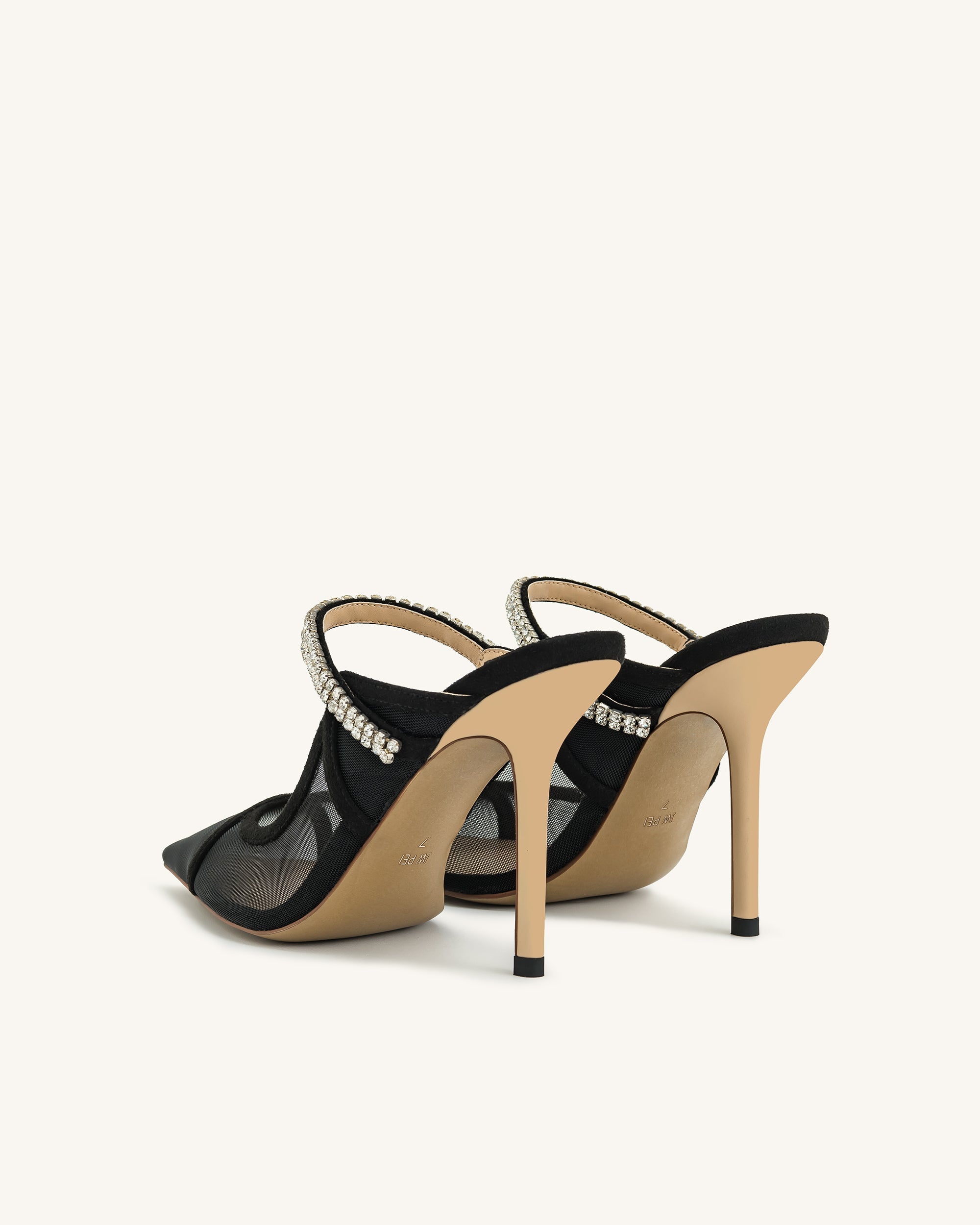 Scarlett Crystal Strap Sandals - Black