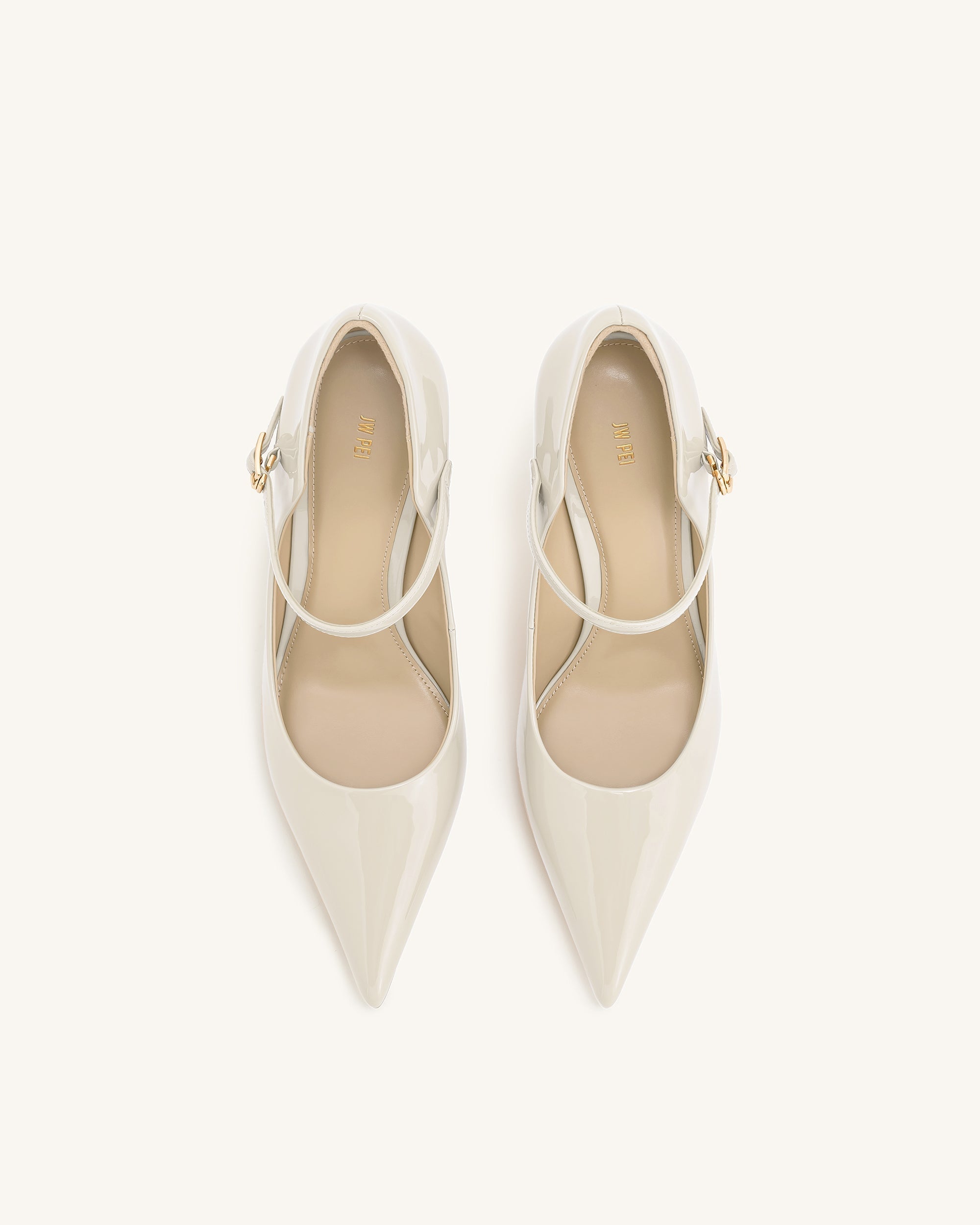 Thalina Patent Leather Pumps - Beige