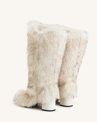 Isabella Slouchy Faux Fur Boots - White