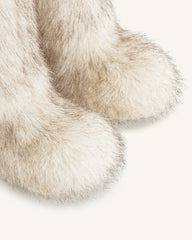Isabella Slouchy Faux Fur Boots - White
