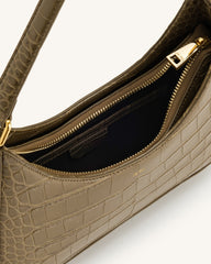 Ruby Shoulder Bag - Dark Olive Croc