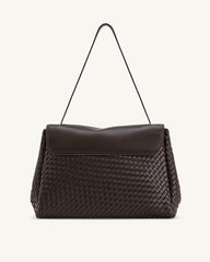 Hilary Woven Shoulder Bag - Dark Brown