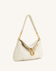 Jayla Metal Pendant Embellished Shoulder Bag - White