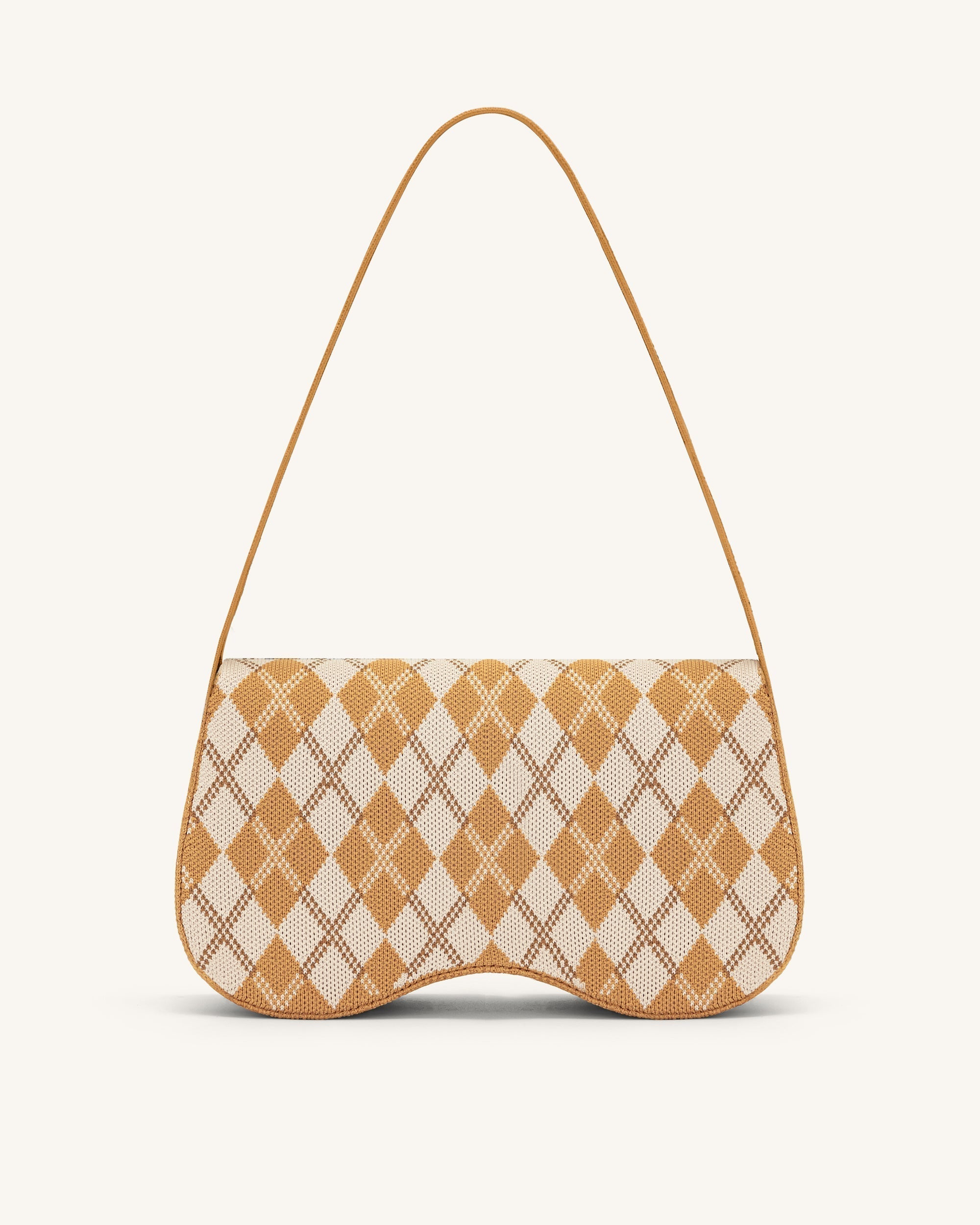 Becci Knitted Shoulder Bag - Orange & Ivory & Brown