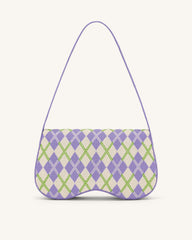 Becci Knitted Shoulder Bag - Purple & Ivory & Lime