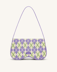 Becci Knitted Shoulder Bag - Purple & Ivory & Lime