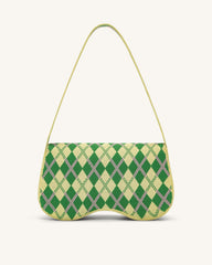Becci Knitted Shoulder Bag -  Light Yellow & Green & Pink