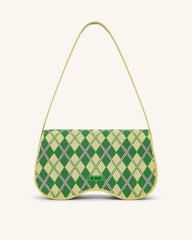 Becci Knitted Shoulder Bag -  Light Yellow & Green & Pink