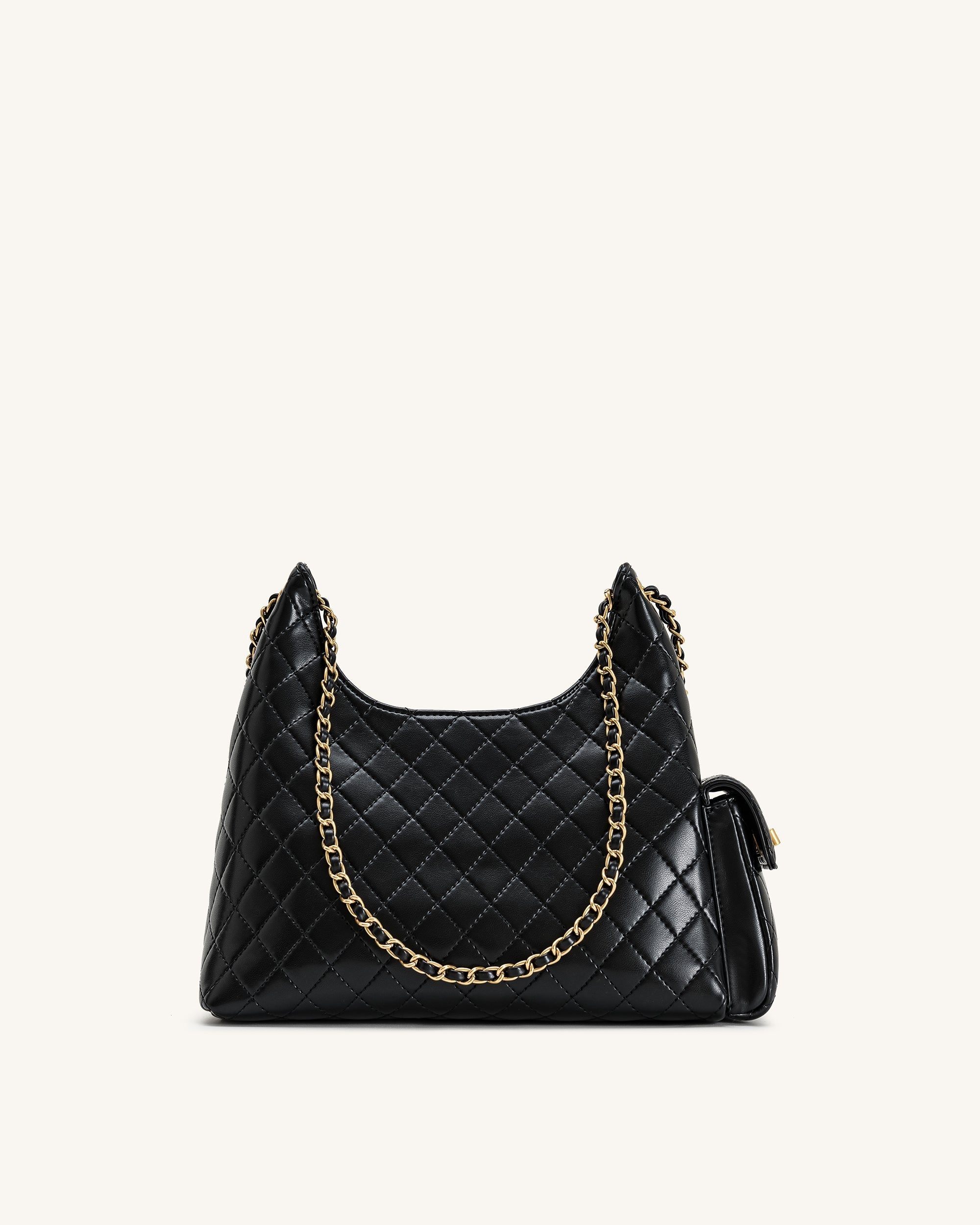 Vivian Quilted Chain Shoulder Bag - Black