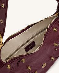 Tessa Studded Shoulder Bag - Burgundy